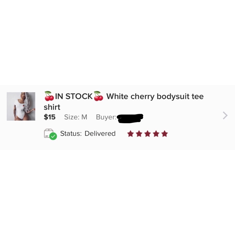 🍒IN STOCK🍒 White cherry bodysuit tee shirt - Picture 3 of 3